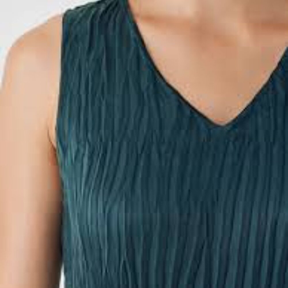 NWT EILEEN FISHER ALPINE CRUSHED CUPRO V-NECK K/L TIERED DRESS - Picture 3 of 6